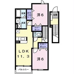 大石グランコート　Ｂの物件間取画像